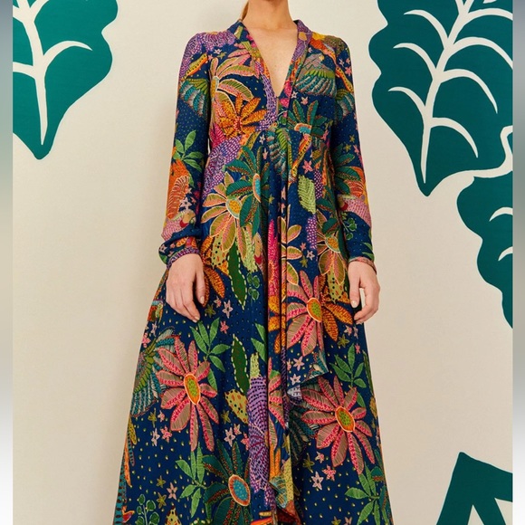 FARM Rio Dresses & Skirts - FARM RIO ‼️‼️ Navy Cool Macaw Maxi Dress